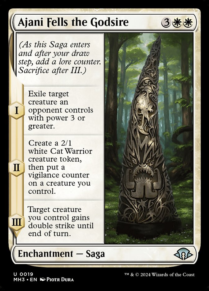 Ajani Fells the Godsire card front