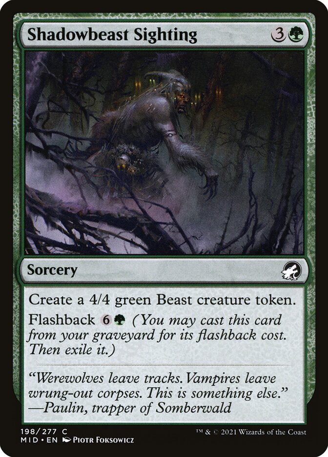 Shadowbeast Sighting card front