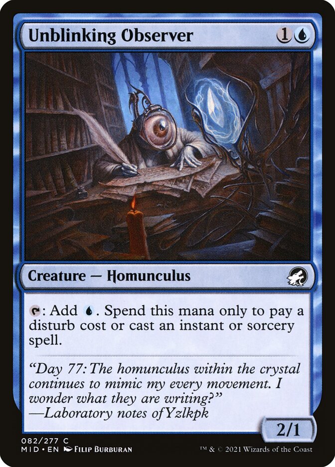 Unblinking Observer card front