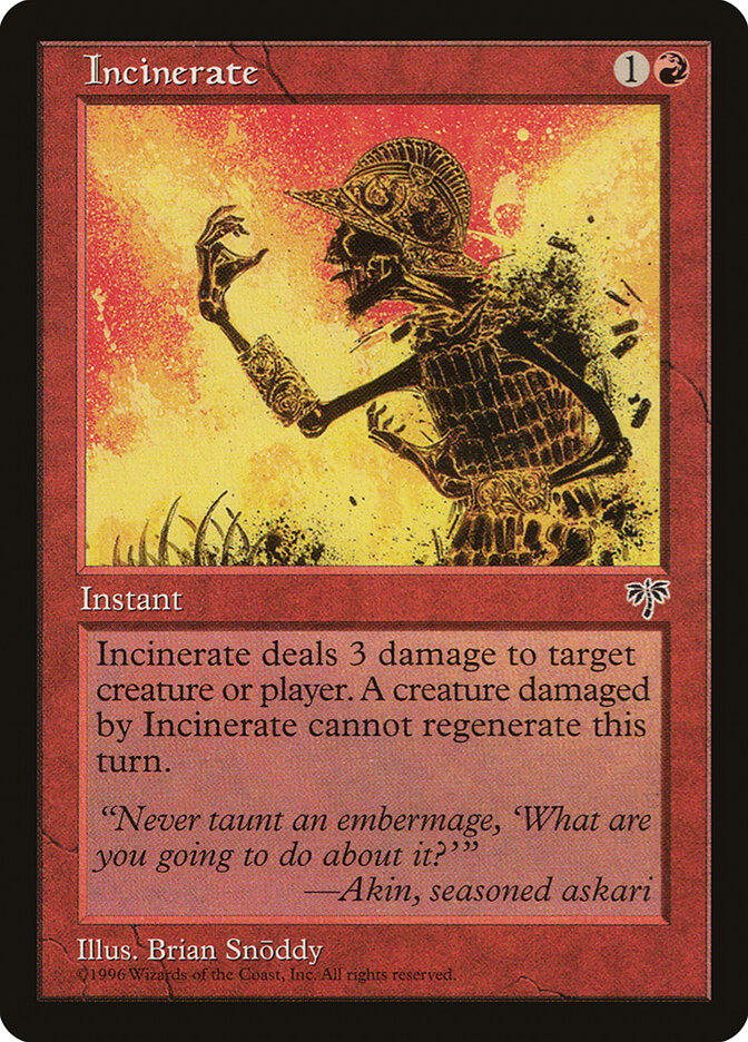 Incinerate card front