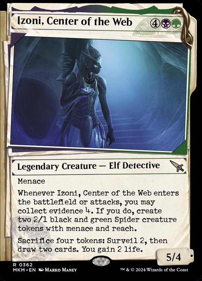 Izoni, Center of the Web card front