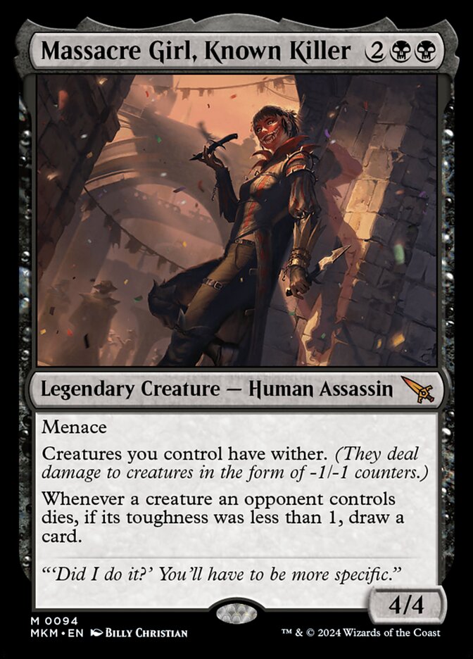 Massacre Girl, Known Killer card front