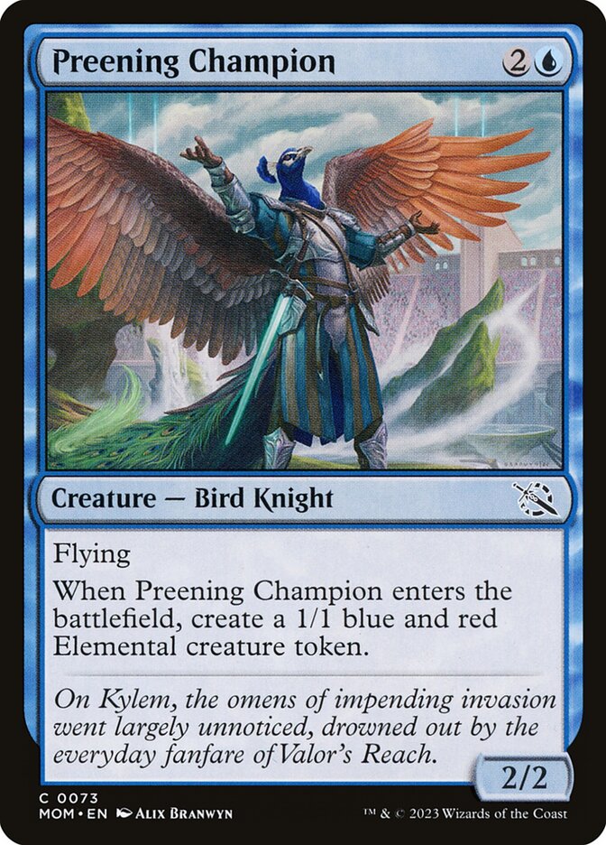 Preening Champion card front