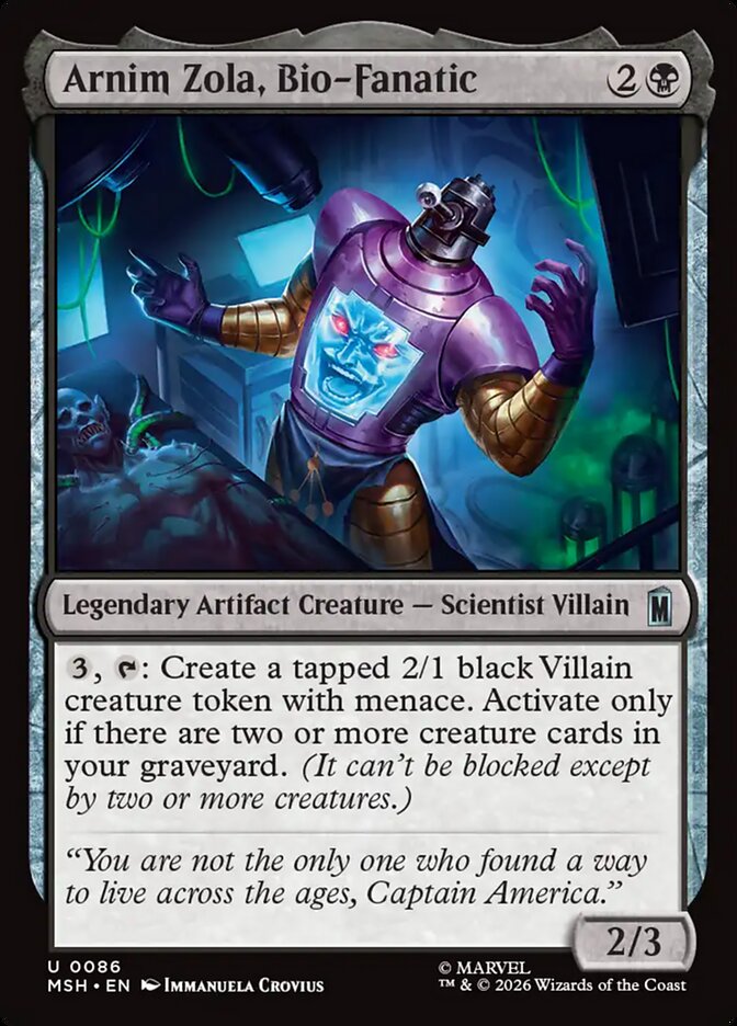 Arnim Zola, Bio-Fanatic card front