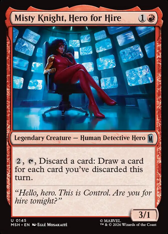 Misty Knight, Hero for Hire card front
