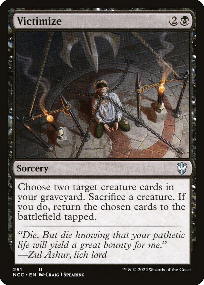 Victimize card front