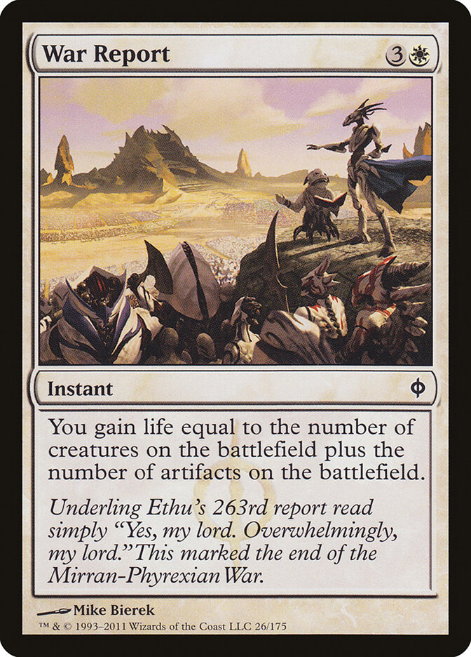 War Report card front