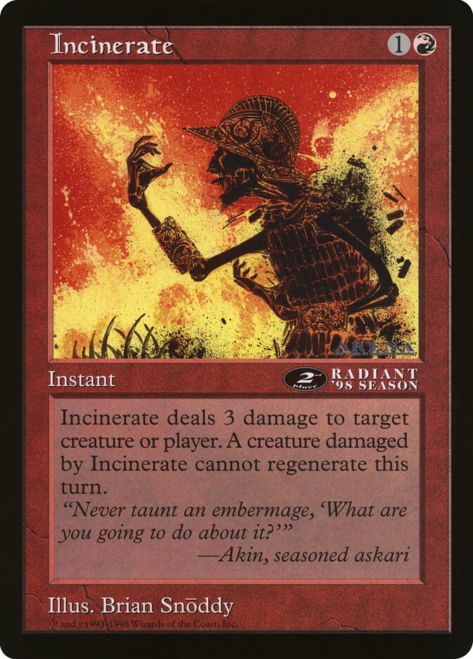 Incinerate card front