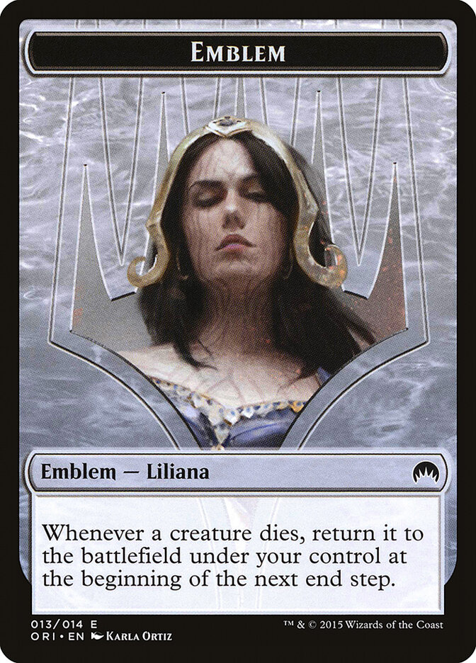 Liliana, Defiant Necromancer Emblem card front