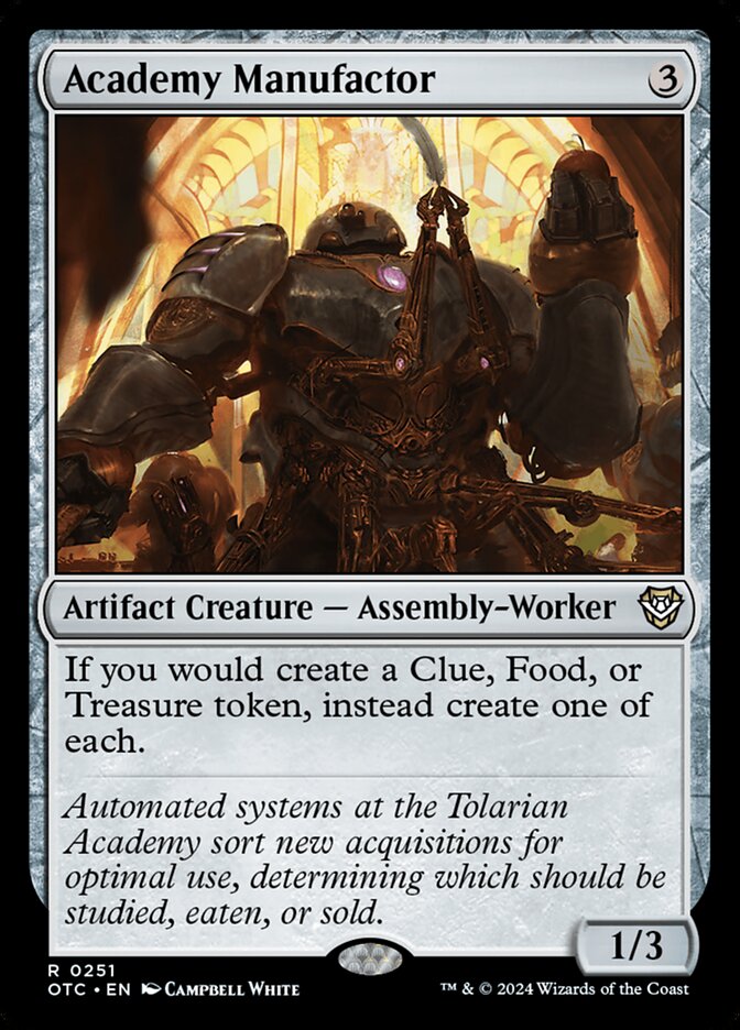 Academy Manufactor card front