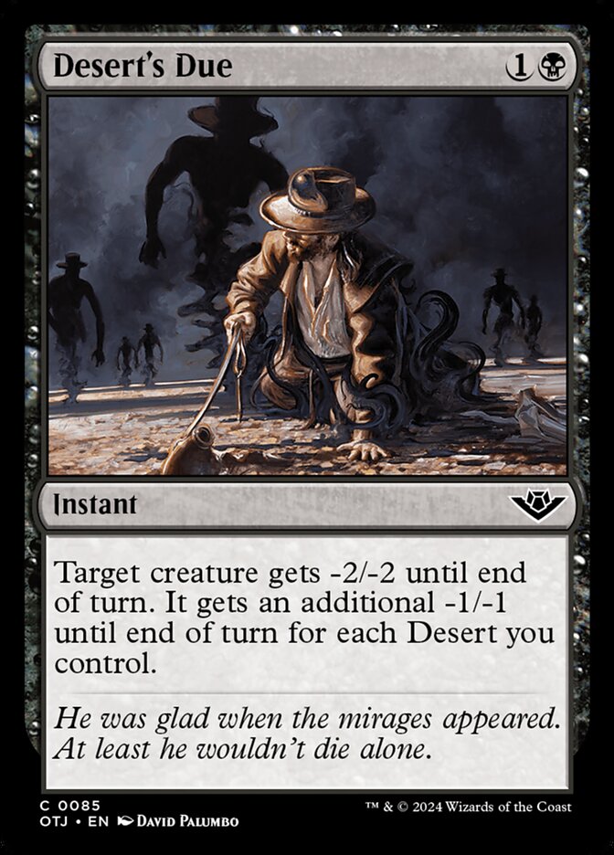 Desert's Due card front