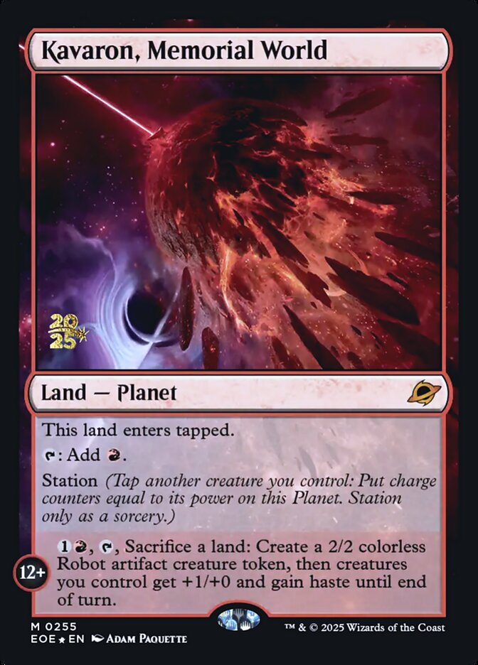 Kavaron, Memorial World card front