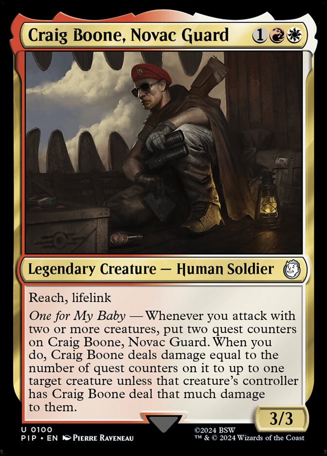 Craig Boone, Novac Guard card front
