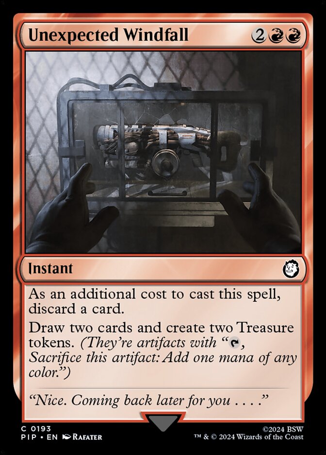 Unexpected Windfall card front