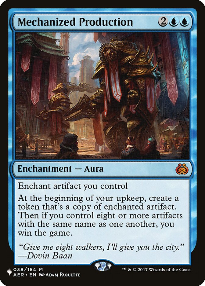 Mechanized Production card front