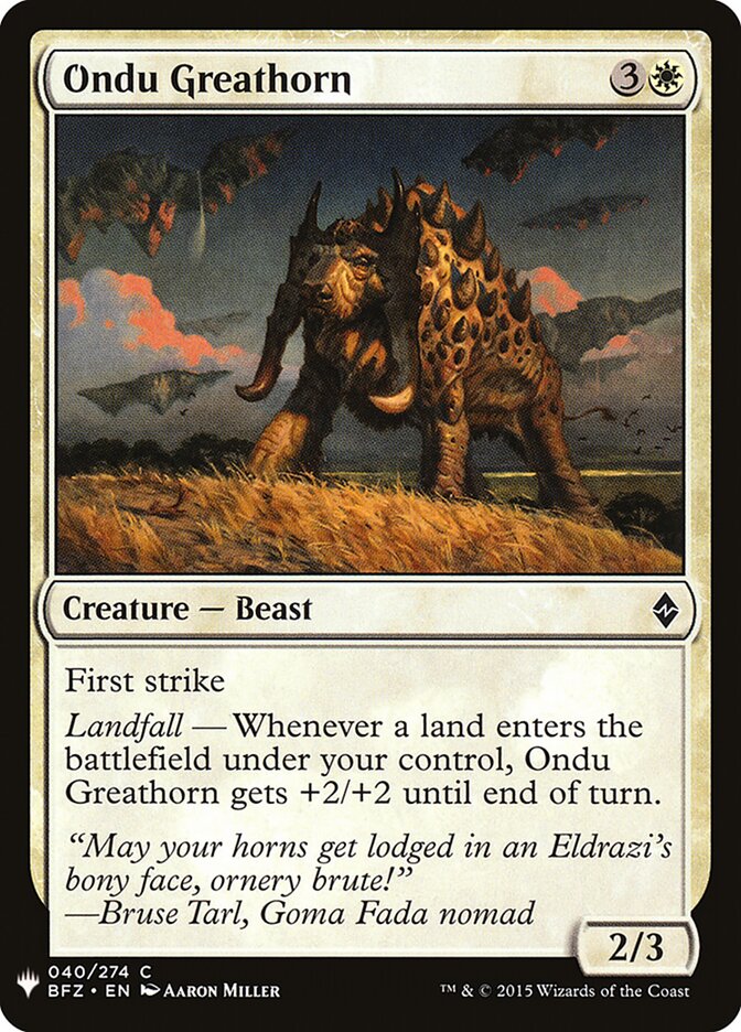 Ondu Greathorn card front