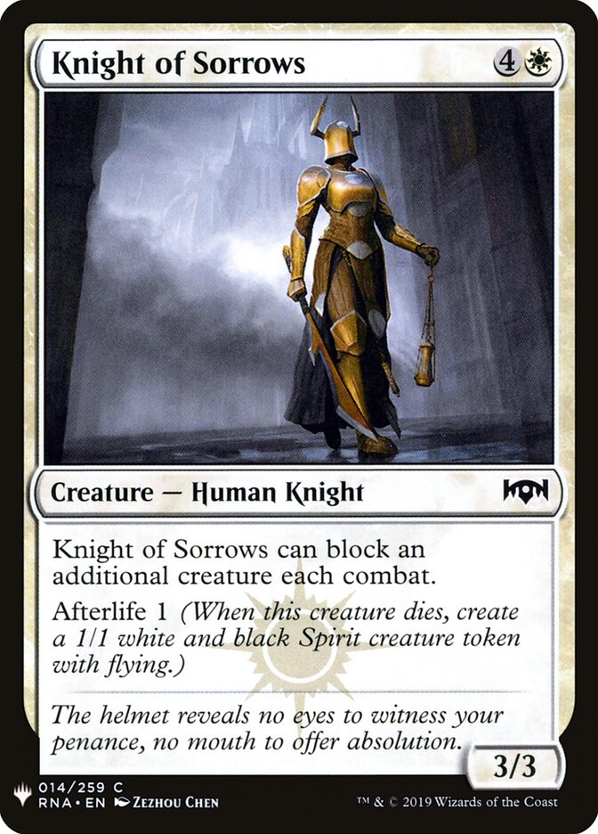Knight of Sorrows card front