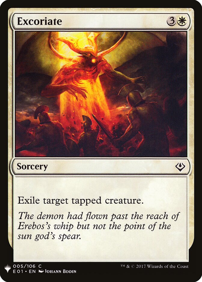 Excoriate card front