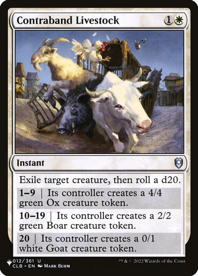 Contraband Livestock card front