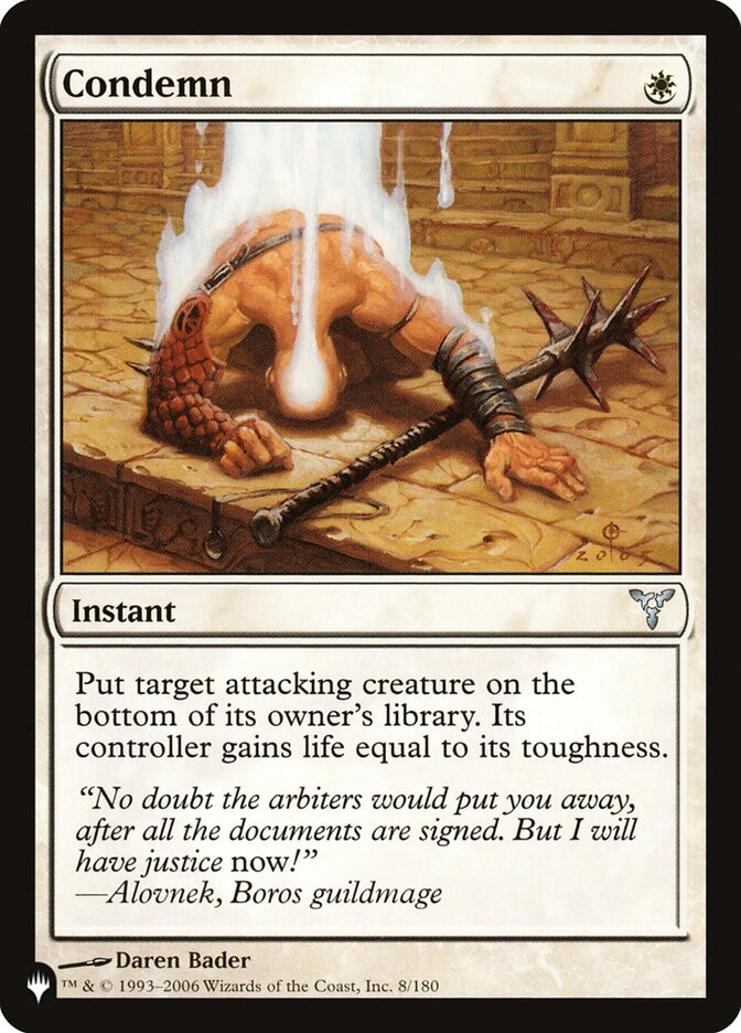 Condemn card front