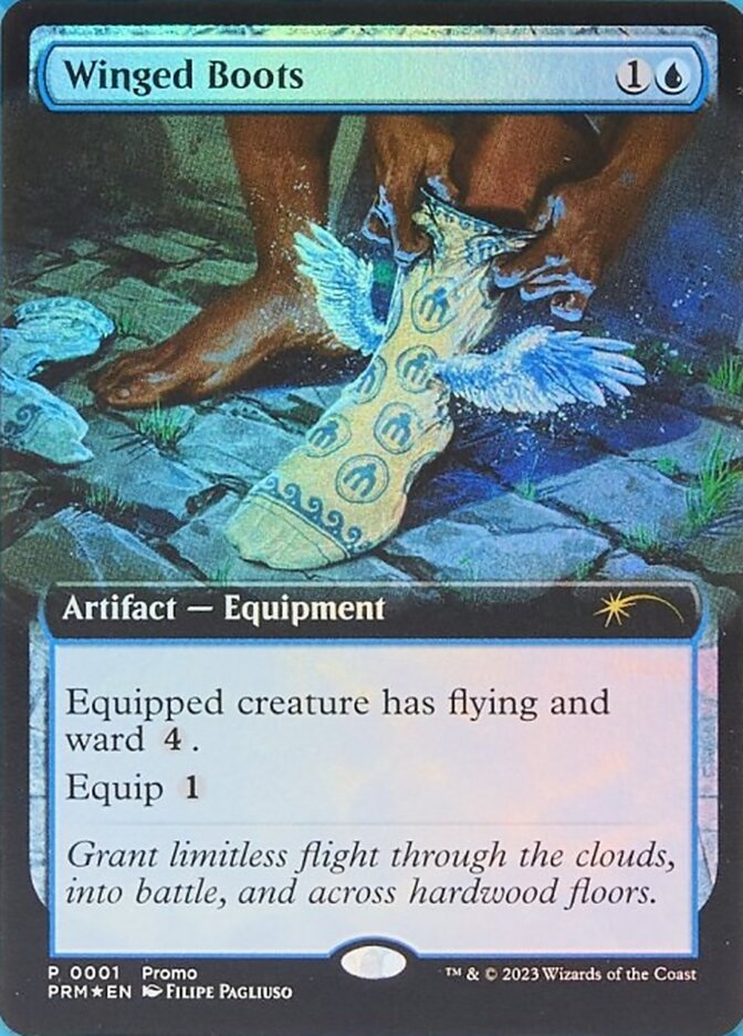 Winged Boots card front