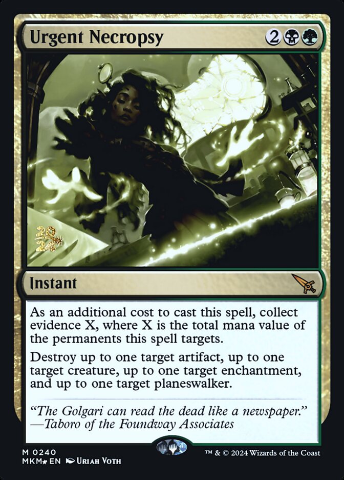 Urgent Necropsy card front