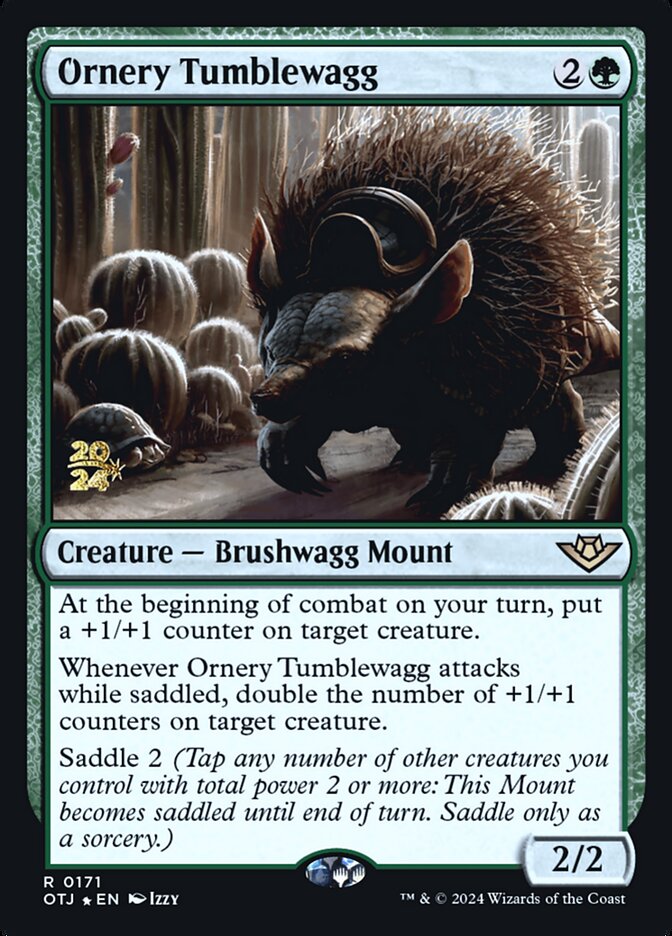 Ornery Tumblewagg card front