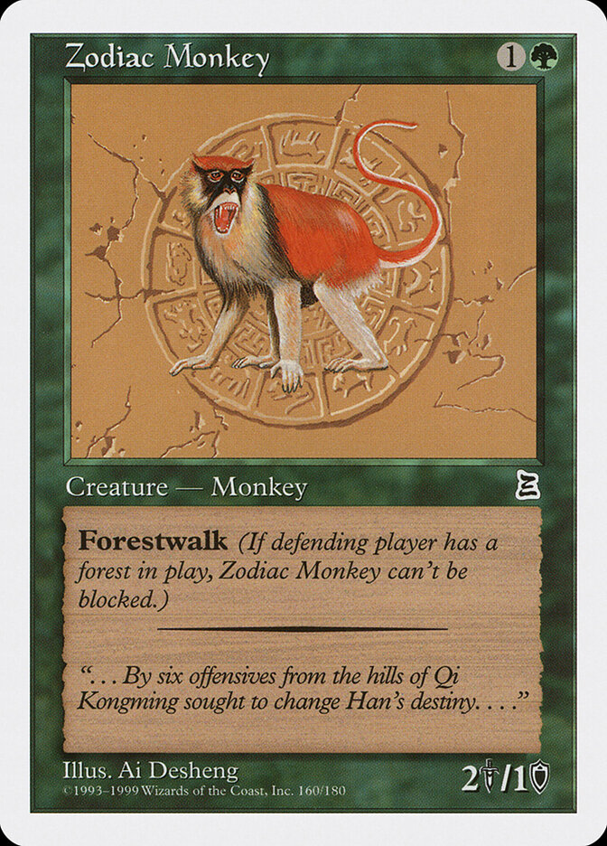 Zodiac Monkey card front