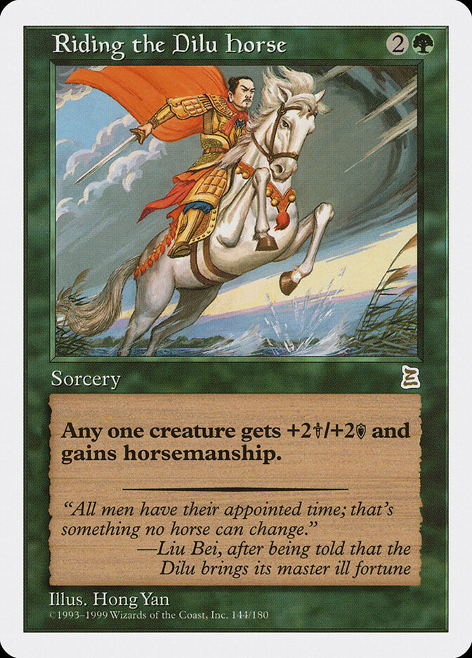 Riding the Dilu Horse card front