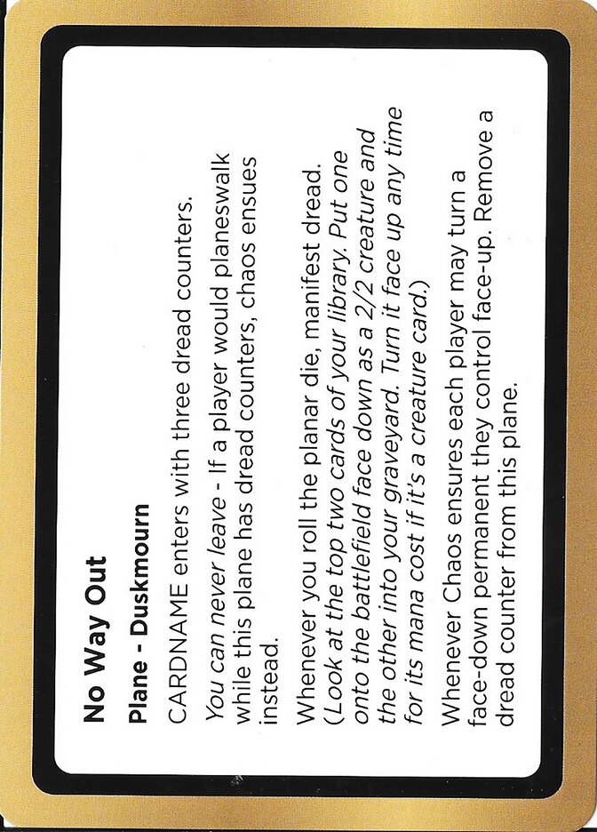 No Way Out card front