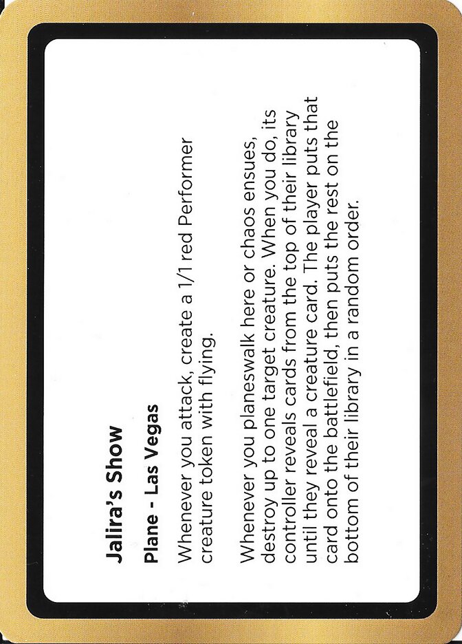 Jalira's Show card front