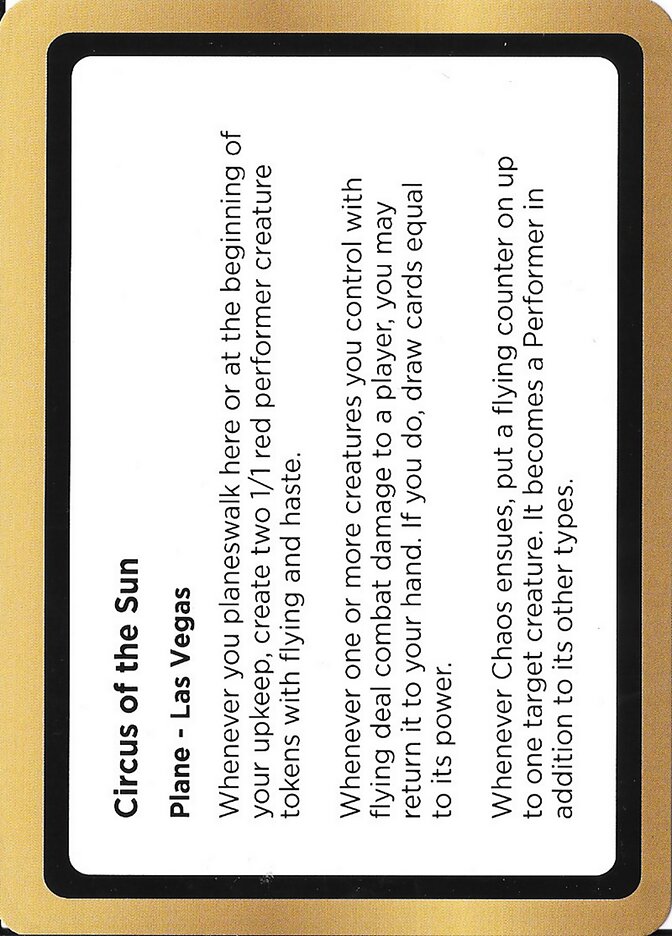 Circus of the Sun card front