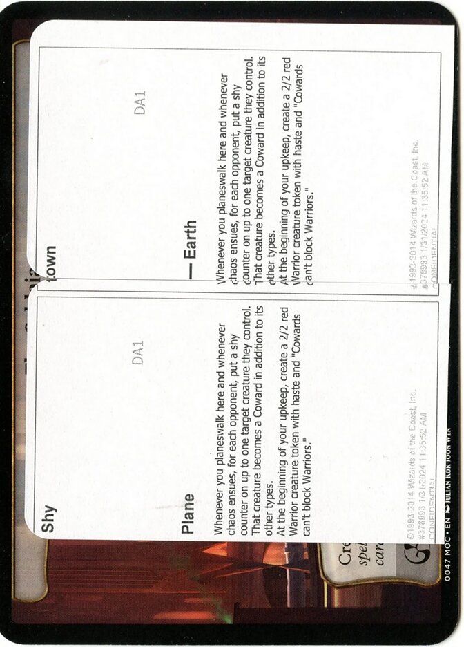 Shy Town card front