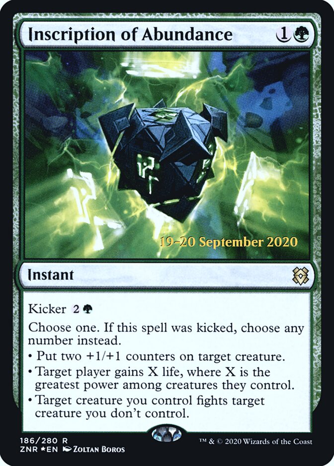 Inscription of Abundance card front