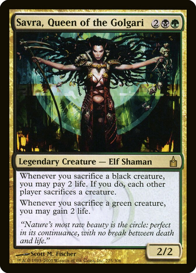 Savra, Queen of the Golgari card front