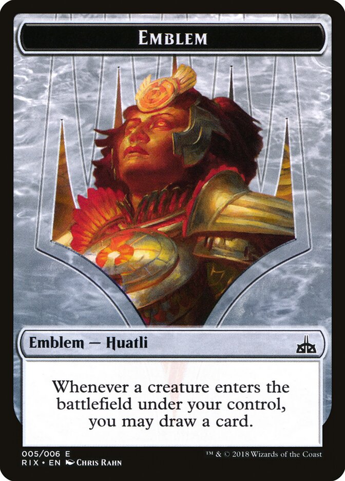 Huatli, Radiant Champion Emblem card front