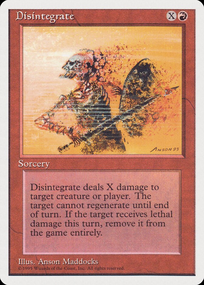 Disintegrate card front
