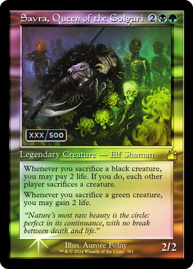 Savra, Queen of the Golgari card front