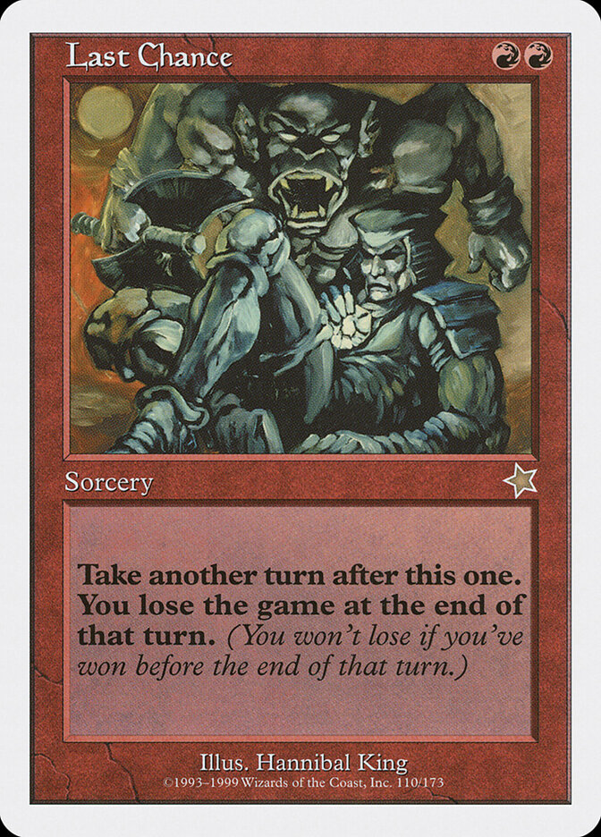 Last Chance card front