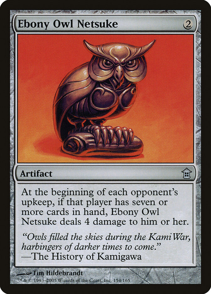 Ebony Owl Netsuke card front