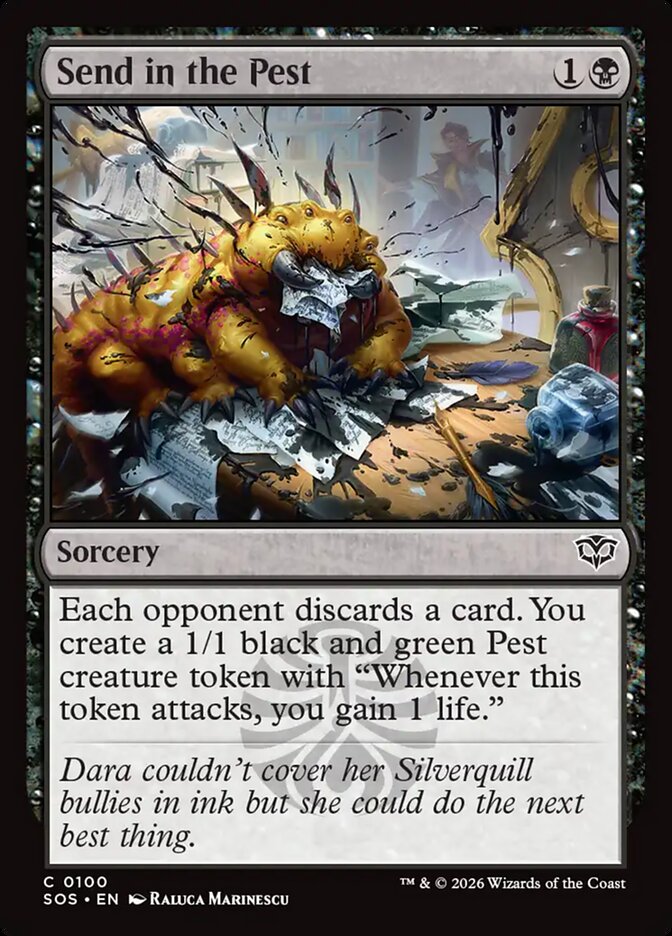 Send in the Pest card front