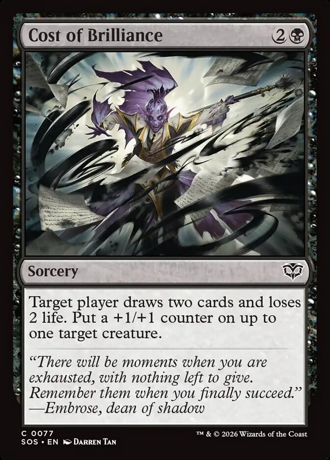 Cost of Brilliance card front