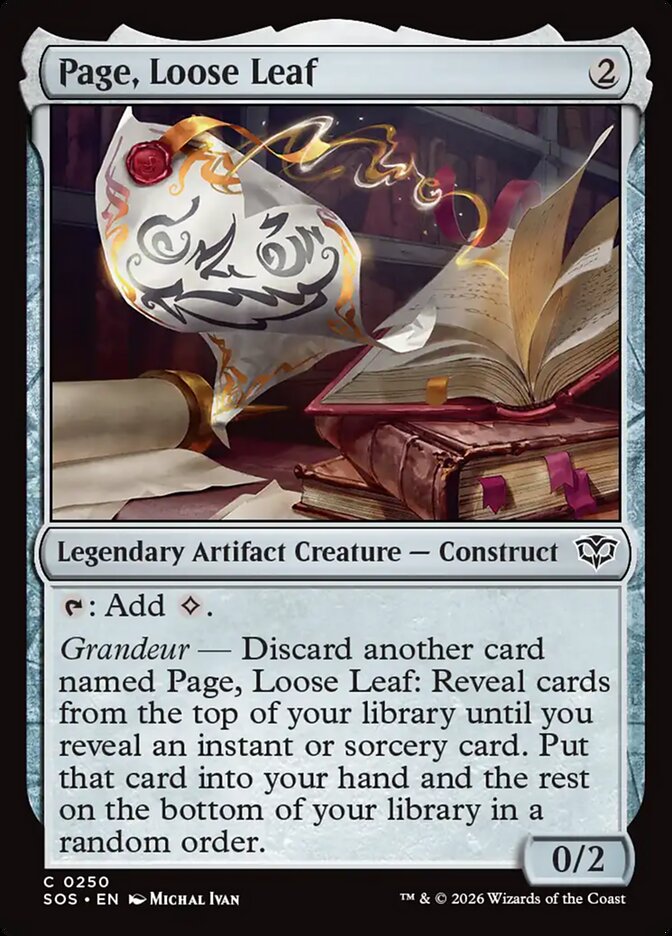 Page, Loose Leaf card front