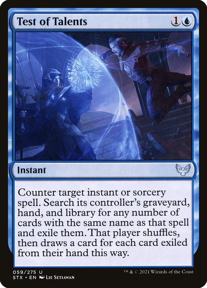 Test of Talents card front