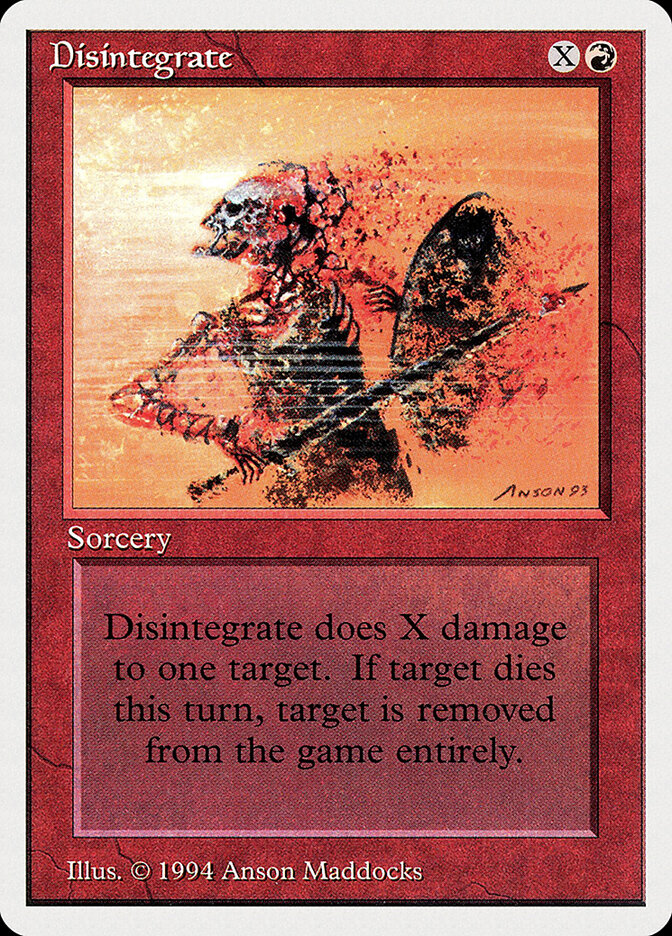 Disintegrate card front