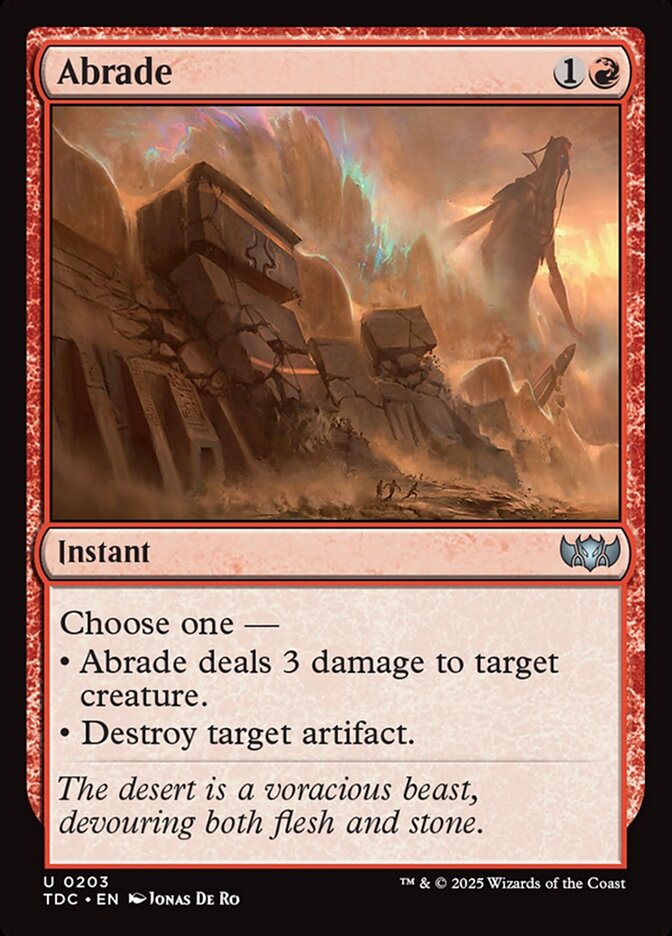 Abrade card front