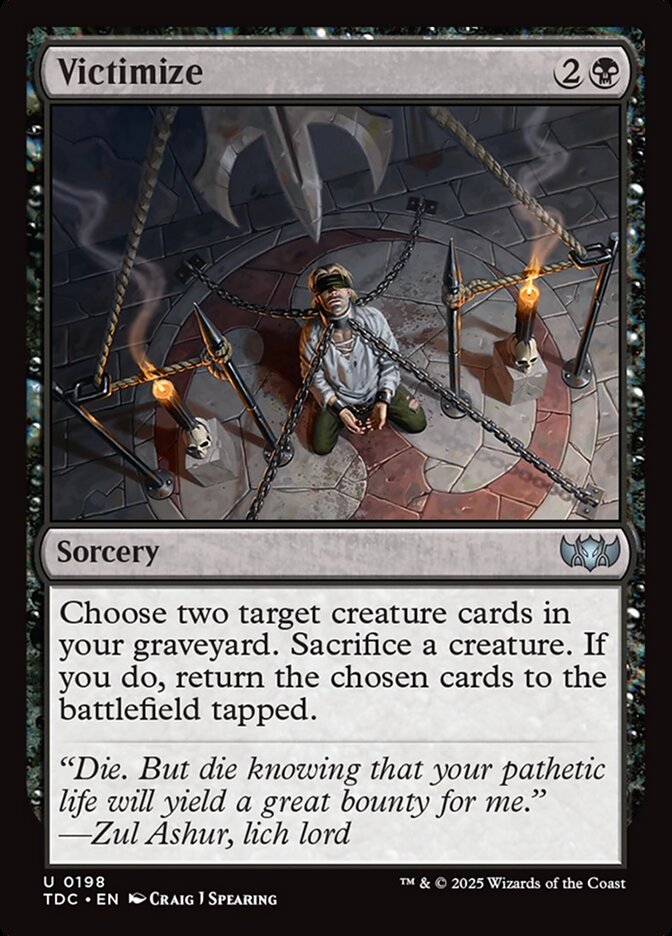 Victimize card front
