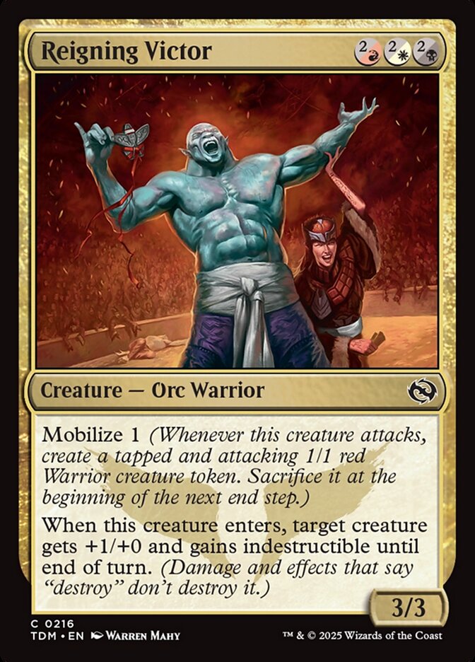 Reigning Victor card front