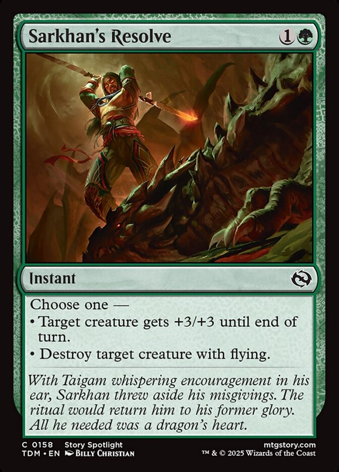 Sarkhan's Resolve card front