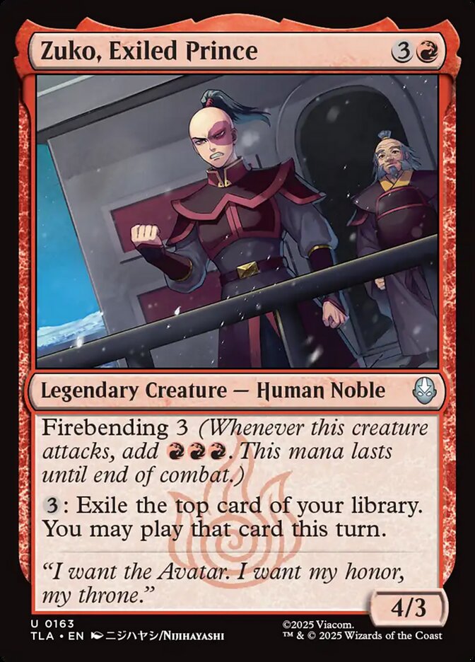 Zuko, Exiled Prince card front